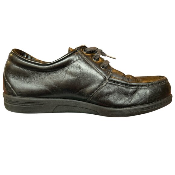 Vintage Red Wing Black Leather Steel Moc Toe Derby Work Shoes Mens Size 10 D USA main image 5